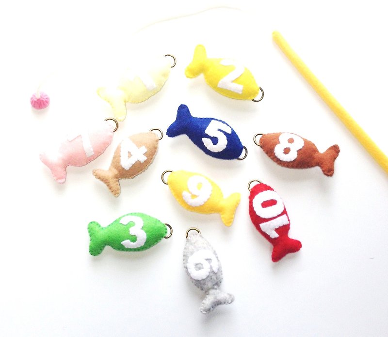 羊毛 寶寶/兒童玩具/玩偶 多色 - Felt fishing set numbers educational toys children