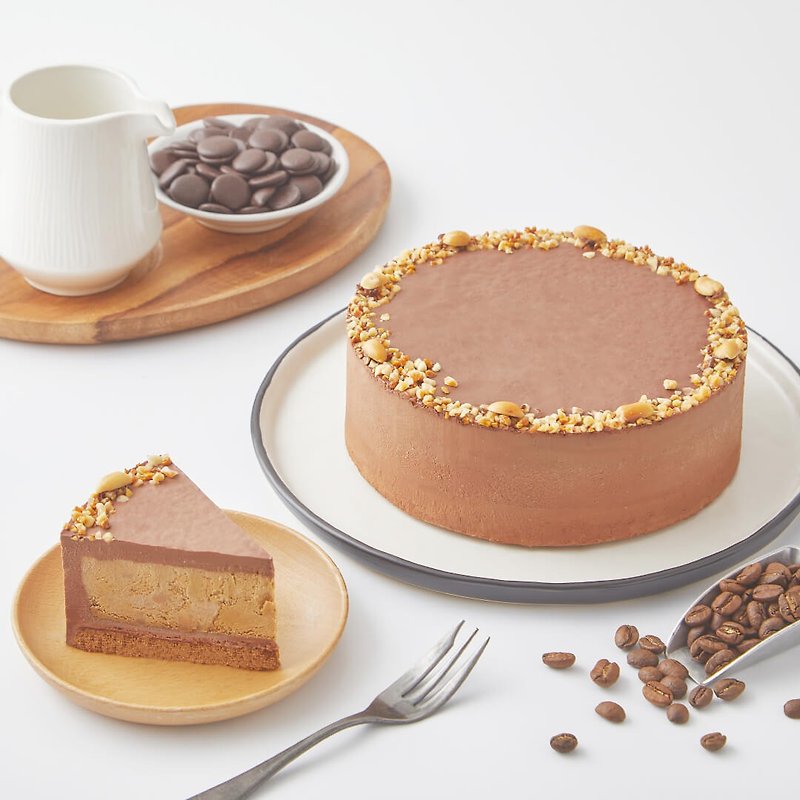 75% Mocha Raw Chocolate Cheesecake - 6" Cake - เค้กและของหวาน - อาหารสด สีนำ้ตาล