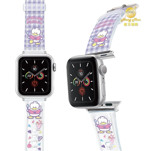 HongMan康文國際 三麗鷗 貝克鴨 Apple Watch PVC果凍透明錶帶 AP糖漬櫻桃