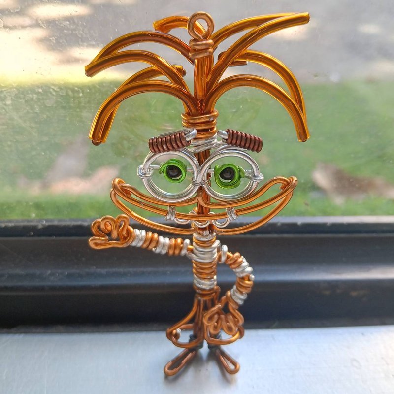 Wire Lover - Taiwan Handmade Wire Artisan | Emotional Character A Jiao | Movie & Cartoon Wire Charm - ที่ห้อยกุญแจ - โลหะ สีนำ้ตาล