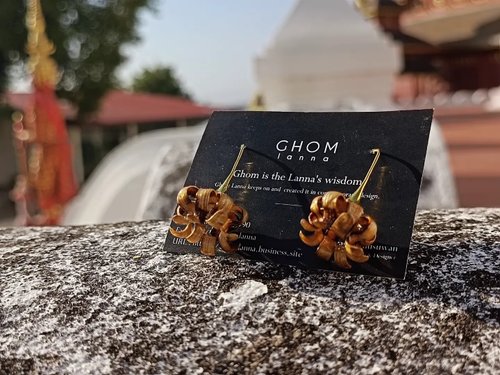 ghom-lanna Dok Karn Plerng earrings Handmade, Unique, bamboo, jewelry