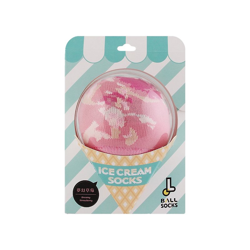 ICE CREAM冰淇淋襪_夢幻草莓 - 襪子 - 其他材質 粉紅色