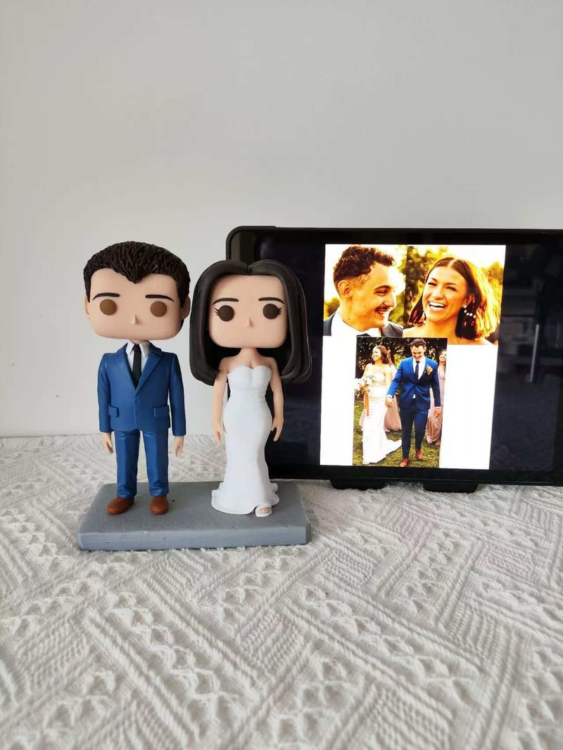 客製化3D人像公仔 訂製手工Funko Pop情侶父母夫妻結婚週年禮物 - 公仔/玩偶 - 黏土 多色