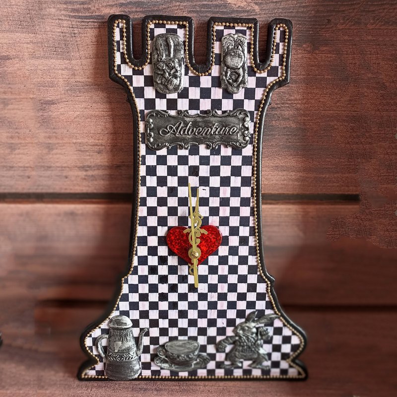 Alice Wall clock, Alice in Wonderland Clock, Clock in nursery, Browne Wall clock - 時鐘/鬧鐘 - 木頭 黑色