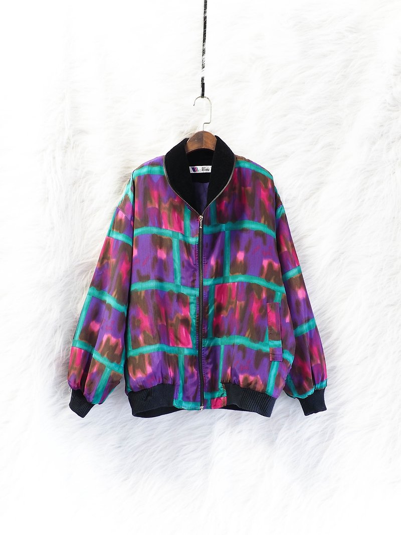 Aichi 绚 flower geometry flocking 涩 涩 winter girl antique cotton zipper jacket vintage - Women's Casual & Functional Jackets - Polyester Multicolor