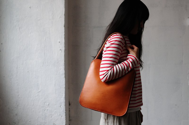 Artemis Leatherware Hand Stitched Leather Tote Bag/ Purse/ Handbag/ Laptop - Messenger Bags & Sling Bags - Genuine Leather Orange