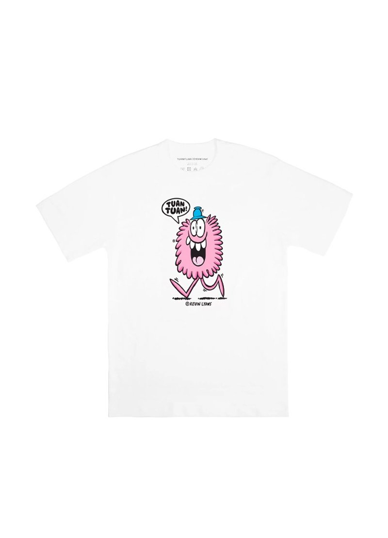 Tuantuan x Kevin Lyons Little Monster International Joint Cotton T-shirt - เสื้อยืดผู้หญิง - ผ้าฝ้าย/ผ้าลินิน ขาว