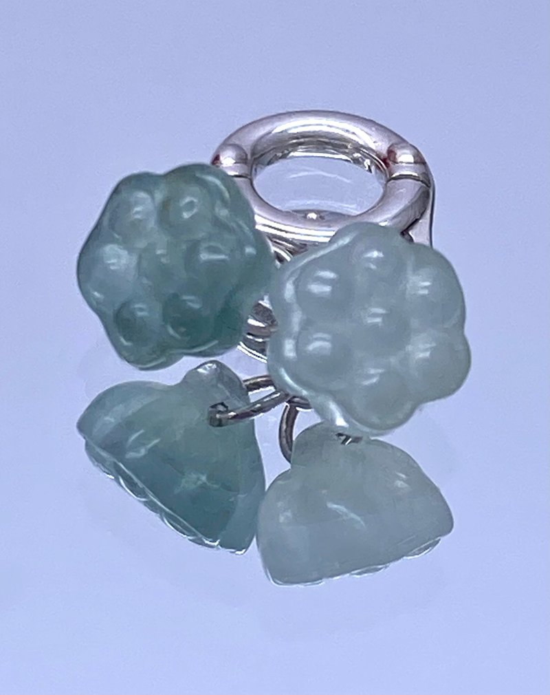 夢幻花園 - 18K白金蓮藕形冰翡翠吊墜 - 吊飾/掛飾 - 寶石 