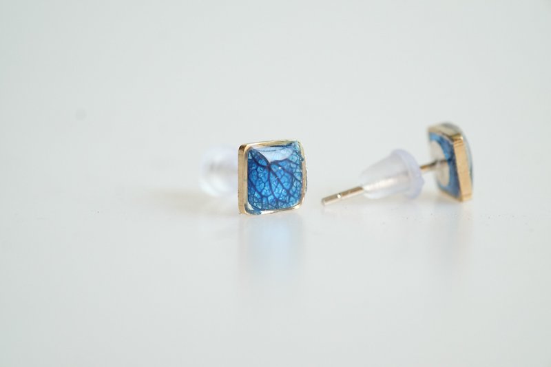 Earring hydrengea flower Square silver 92.5% - 耳環/耳夾 - 其他金屬 藍色