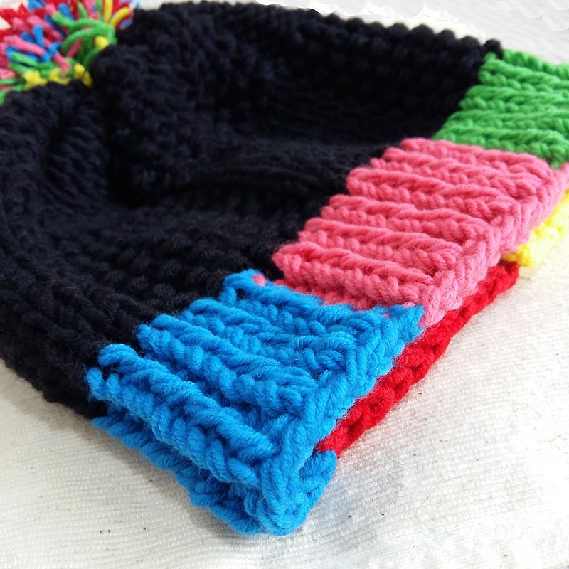 純手織毛毛暖暖彩色人生毛線帽 - 帽子 - 聚酯纖維 多色