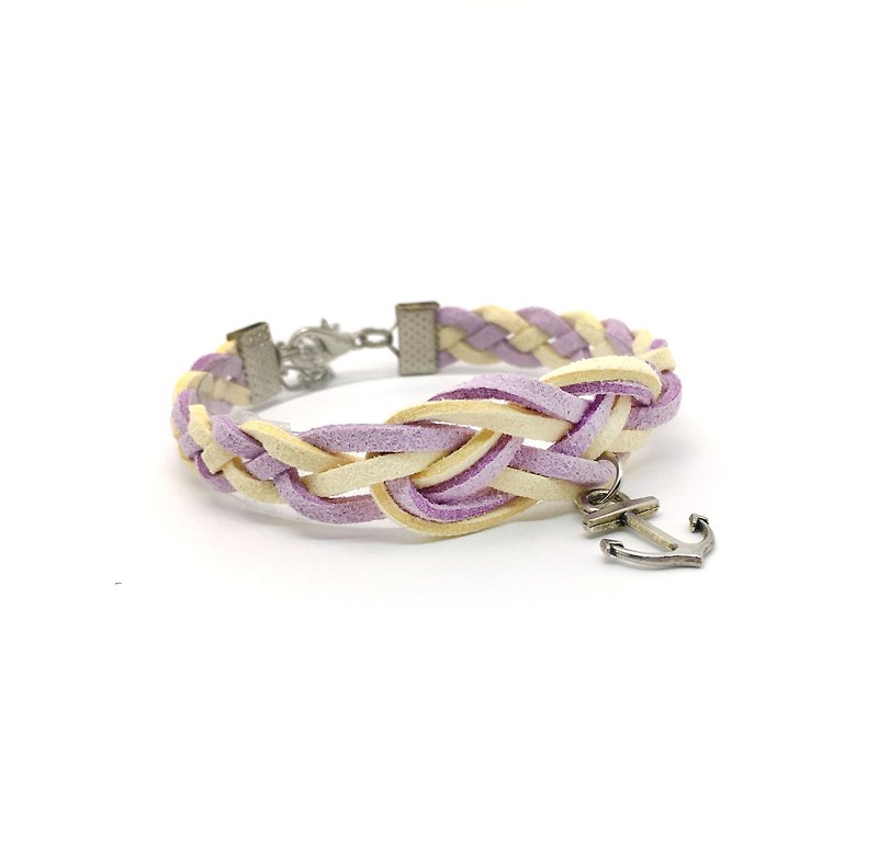水手結 手工編織 手環-粉嫩紫&檸檬黃 限量  - 手鍊/手鐲 - 其他材質 紫色