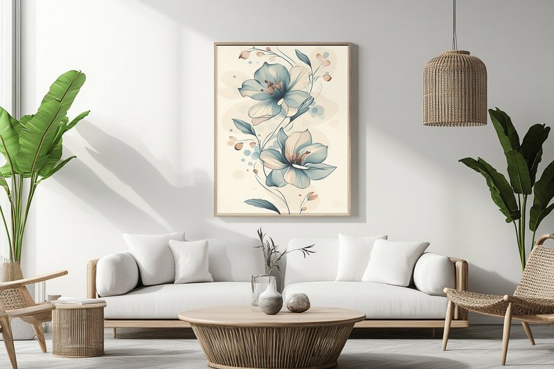 Elegant floral posture, modern lines, fashionable and gentle flowers, living room and bedroom decoration, simple art giclee hanging painting - Posters - Cotton & Hemp 