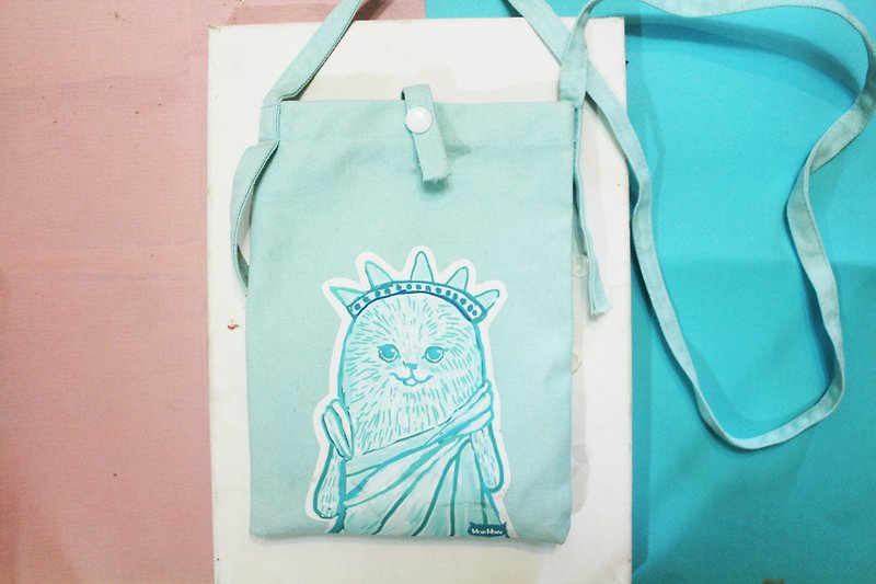 Free female cat portable / side back packet - กระเป๋าแมสเซนเจอร์ - ผ้าฝ้าย/ผ้าลินิน 