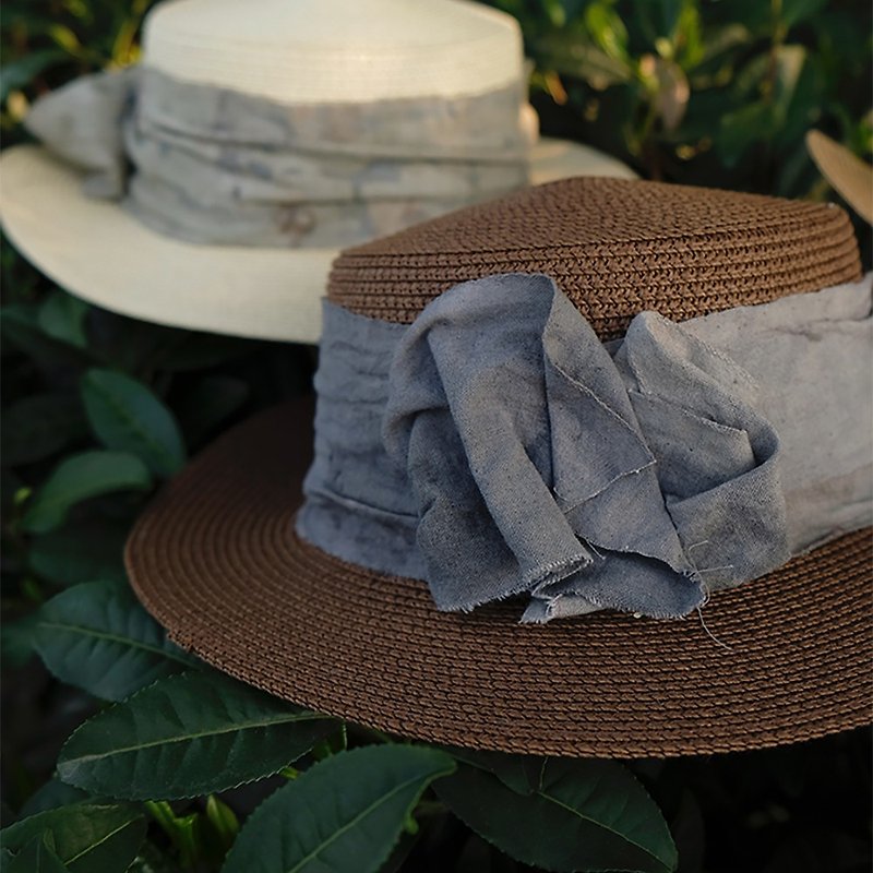 Plant-dyed woven straw hat - หมวก - พืช/ดอกไม้ หลากหลายสี