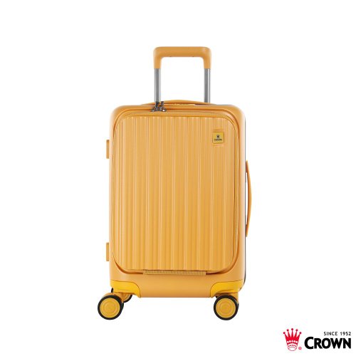 CROWN 皇冠行李箱 【CROWN】21吋 BOXY 前開框架拉桿箱 登機箱 黃色
