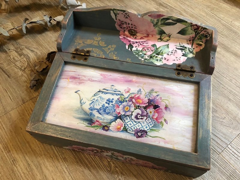 Tranquil pink tea box storage box with four compartments can be ordered five times the volume discount - กล่องเก็บของ - ไม้ สึชมพู