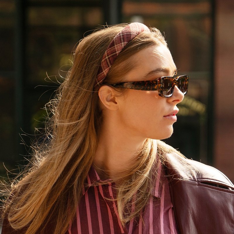 【L. ERICKSON 官方旗艦】 經典斜紋格厚髪箍 ||粉色 / 酒紅色|| - 髮箍/髮帶 - 其他材質 粉紅色