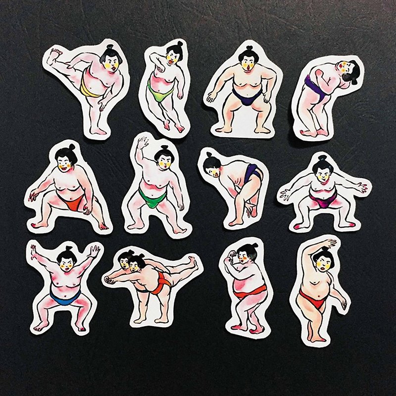 Sumo wrestlers together - Stickers - Paper White