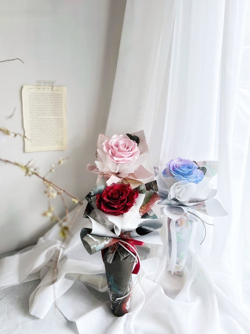 ロイヤル エクアドル シングル エターナル ローズ | バック ガーデン ドリームランド シリーズ 誕生日ギフト 七夕祭り - ドライフラワー・ブーケ - 寄せ植え・花 