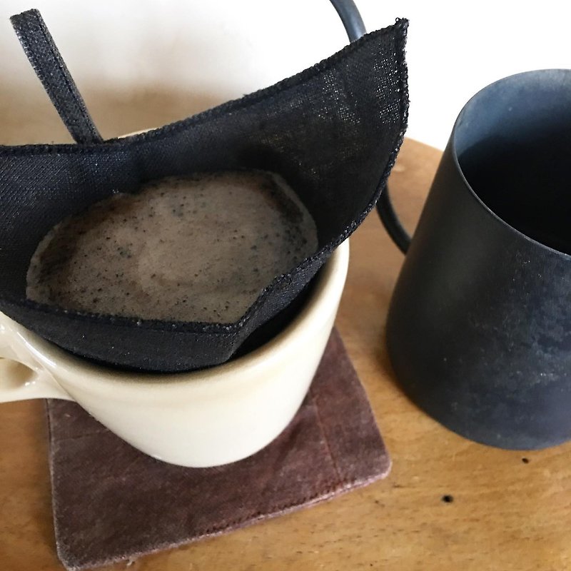 Kakishibu Linen coffee filter that can be used repeatedly S ink black S size - Coffee Pots & Accessories - Cotton & Hemp Brown