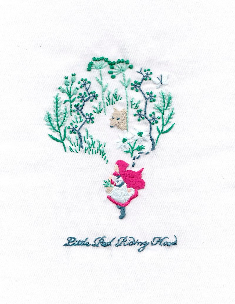 Little Red Riding Hood and the Wolf Forest - Embroidery Kit - เย็บปัก/ถักทอ/ใยขนแกะ - งานปัก สีแดง