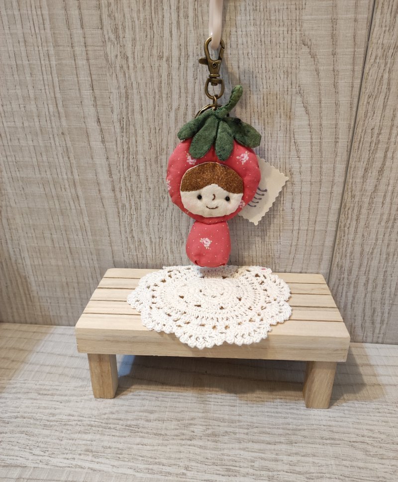 Strawberry Doll Keychain Charm - Stuffed Dolls & Figurines - Cotton & Hemp 