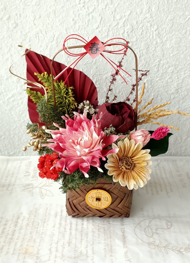 【福臻】永生花 乾燥花 桌花 新年 賀禮 - 乾燥花/永生花 - 植物．花 紅色