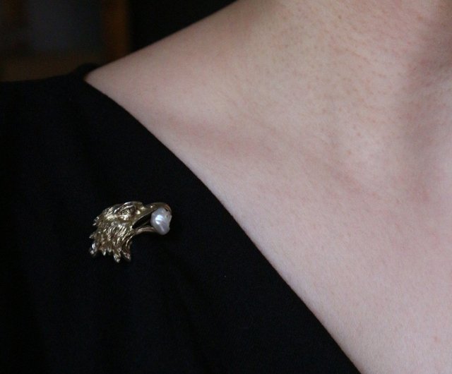 ヴィンテージブローチ フランス製 新品 パール アールヌーボー