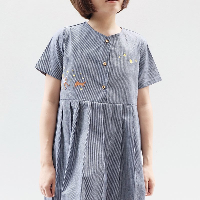 Mumu Dress ( Little Prince Story) : Dark Blue Color - 洋裝/連身裙 - 繡線 藍色