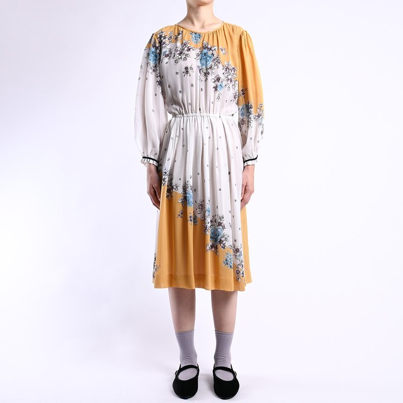 Vintage dress / Vintage 復古洋裝 - One Piece Dresses - Cotton & Hemp Yellow