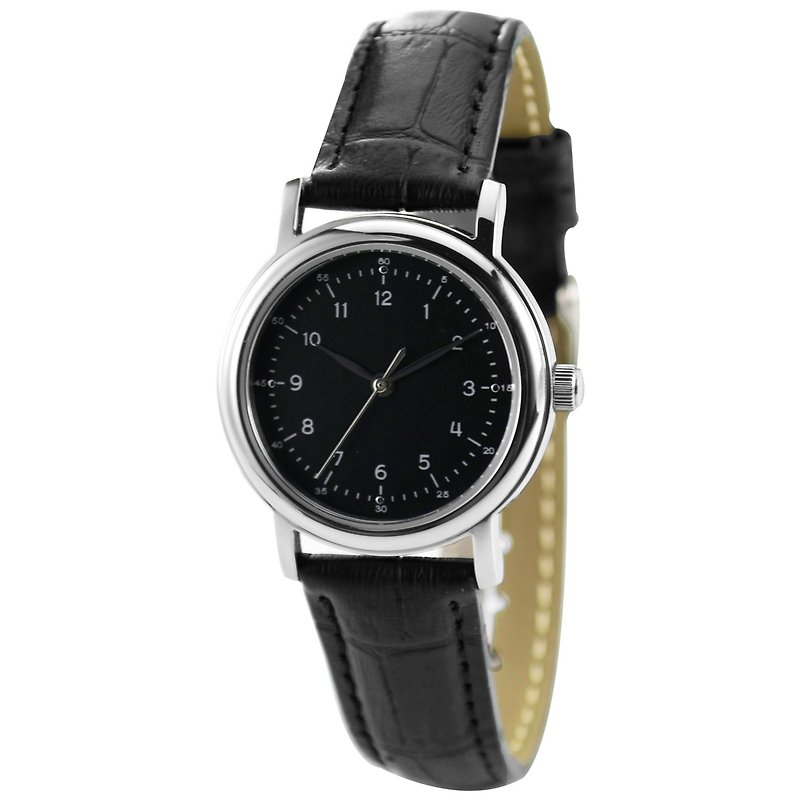 女裝簡約小數字手錶 黑面 全球免運 - 女錶 - 其他金屬 黑色