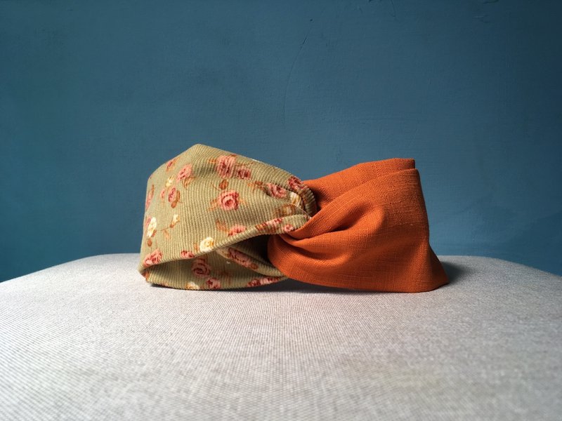 Classic hair band / autumn / corduroy / limited edition - ที่คาดผม - ผ้าฝ้าย/ผ้าลินิน สีส้ม