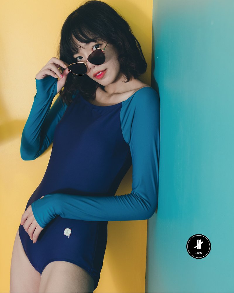 ( Off Season Sale )Blockie / onepiece / swimwear / S - ชุดว่ายน้ำผู้หญิง - เส้นใยสังเคราะห์ สีน้ำเงิน