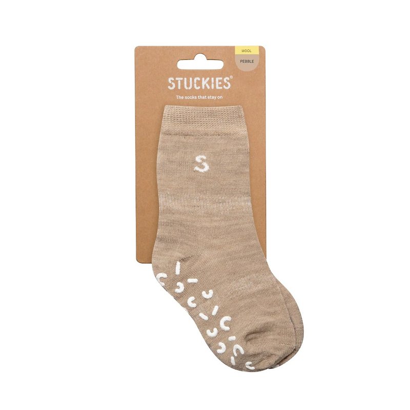 Stuckies - Baby Wool Slip Socks - Pebble - ถุงเท้าเด็ก - ขนแกะ 