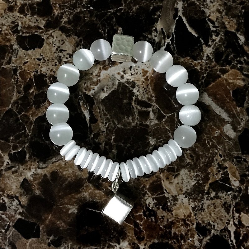 Stone+925 sterling silver bracelets - Bracelets - Glass White