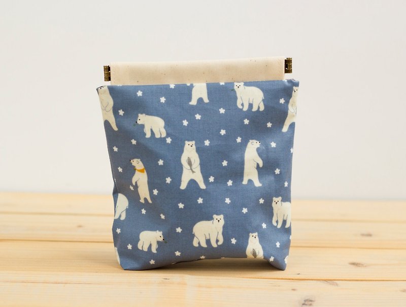 Laminated Fabric Charger case, Cosmetic pouch, Ditty bag, Make-up Case, Travel pouch Waterproof / Polar bears - Toiletry Bags & Pouches - Cotton & Hemp Blue