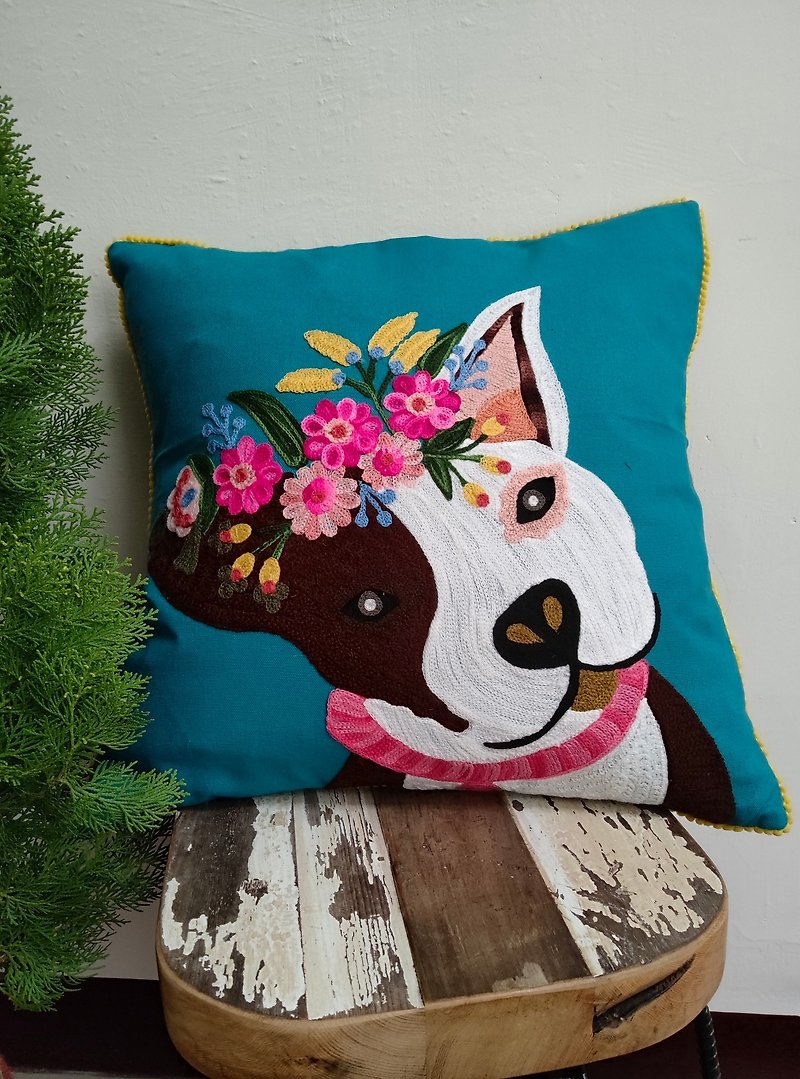 Loyal Dog│Hair Embroidered Pillow Cover│ - Pillows & Cushions - Cotton & Hemp 