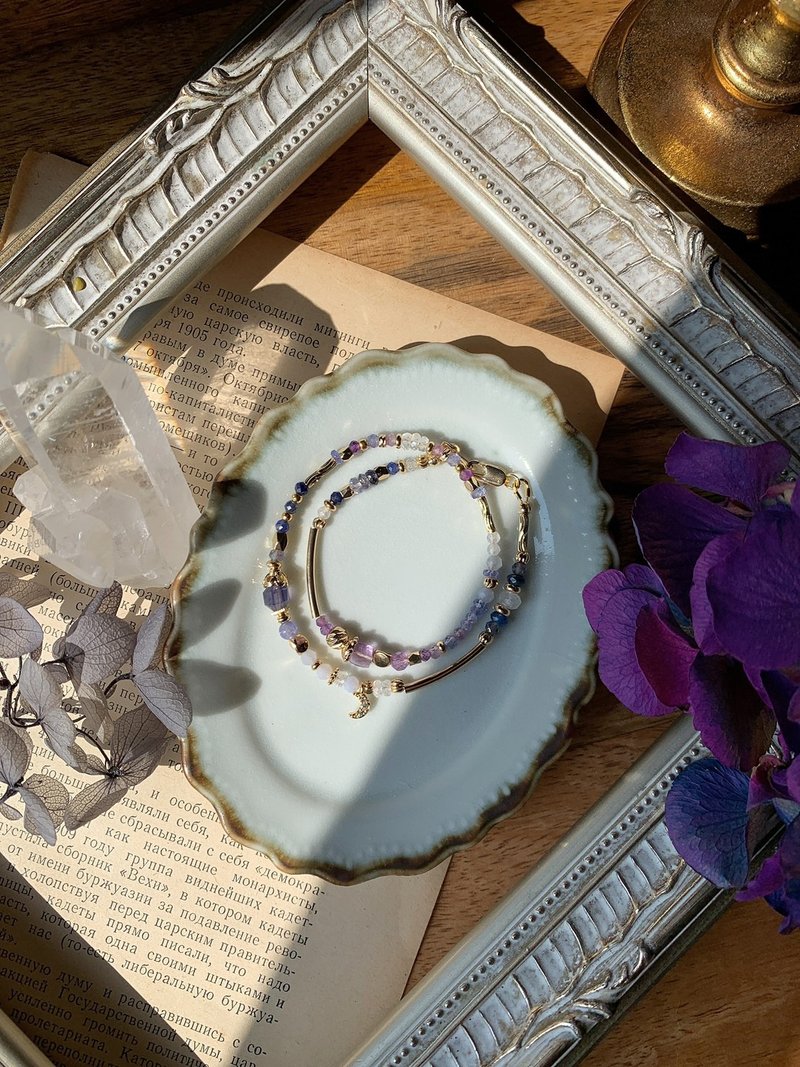 -自我預言-天然水晶手鏈/黃銅手鍊 - 手鍊/手環 - 半寶石 紫色