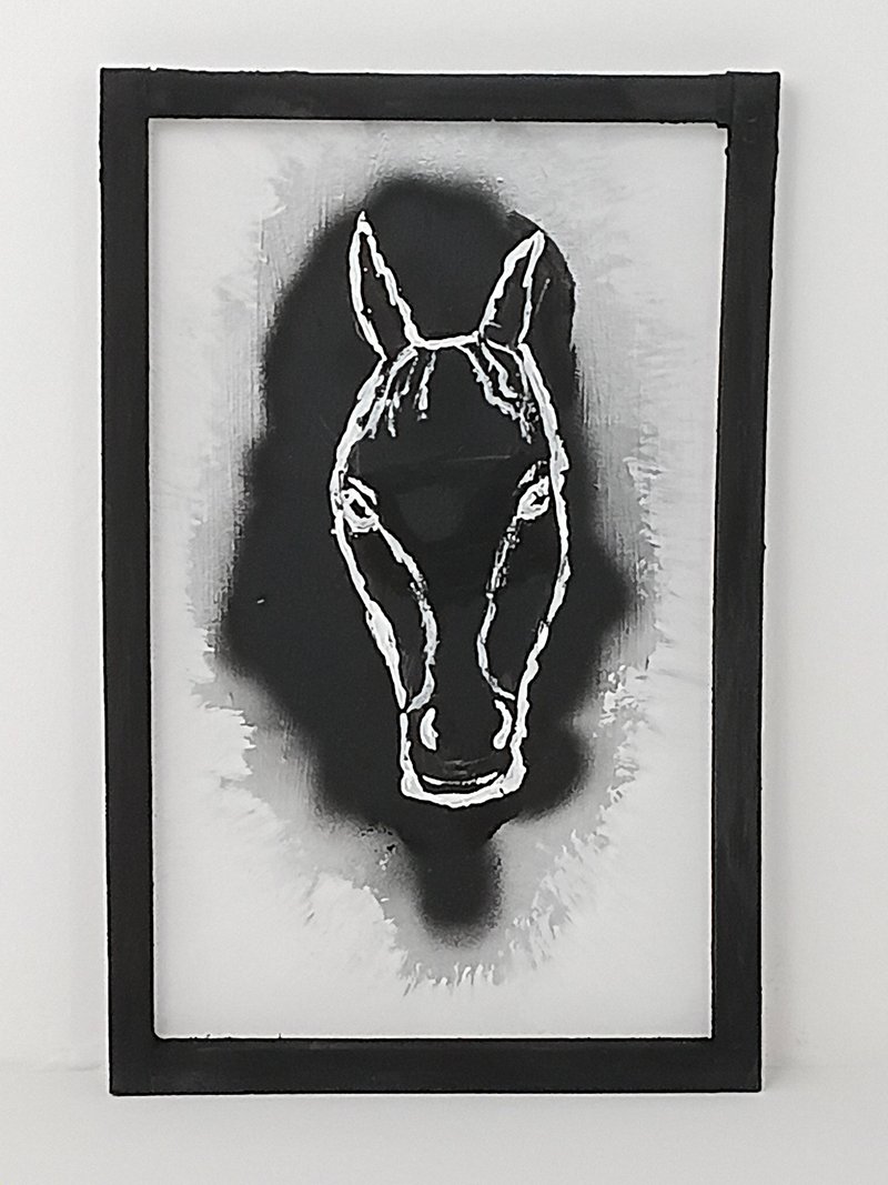 Painting Art panel Abstract Horse Silhouette - 壁貼/牆壁裝飾 - 壓克力 白色