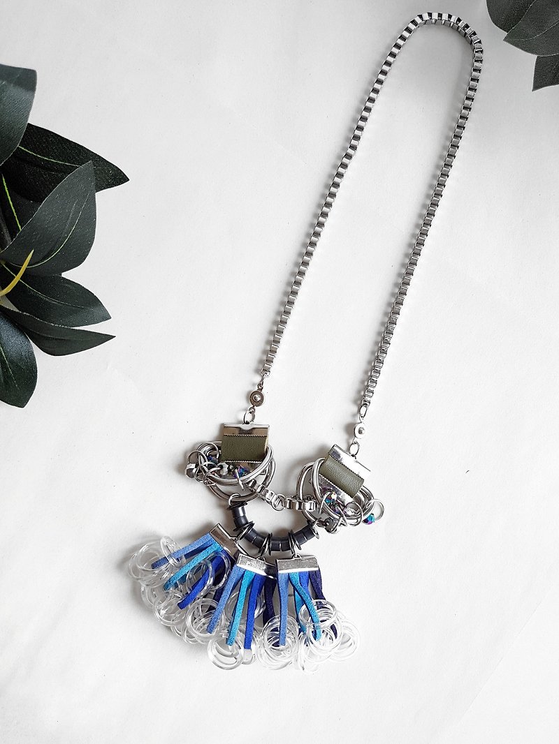 JUEMI Smocked Necklace //HYDRA - Necklaces - Other Metals Blue