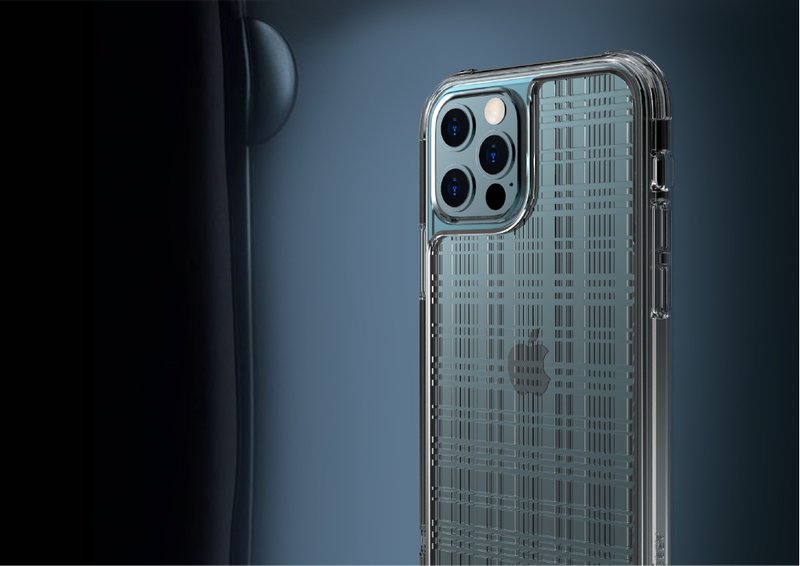 LINKASEAIR 防摔抗菌蝕刻玻璃殼 iPhone12 Pro Max 6.7吋 網格 - 手機殼/手機套 - 玻璃 透明