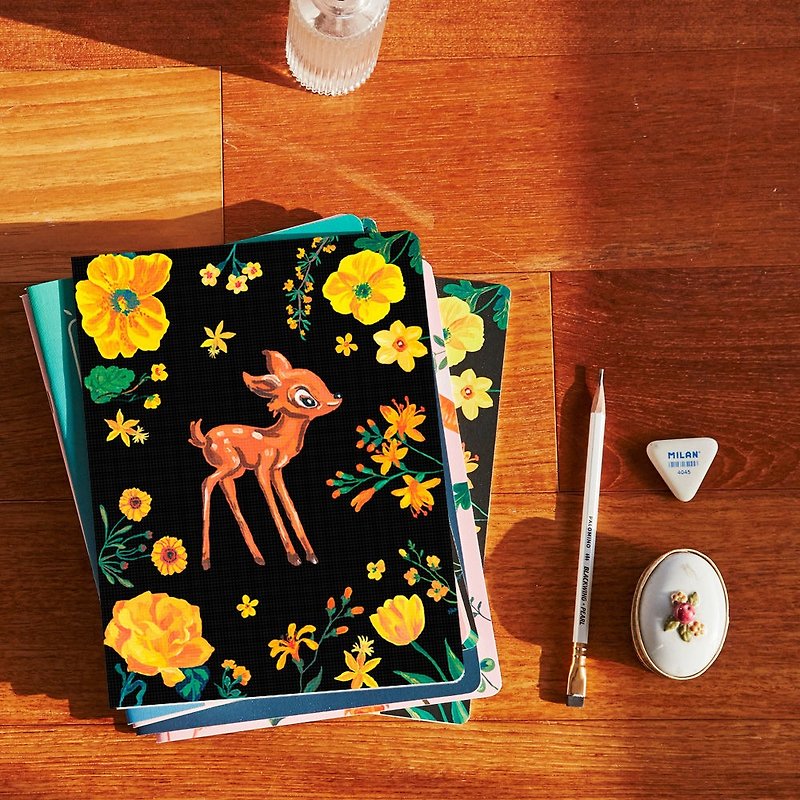 7321 Design Magic Series Natalie Notebook L - Deer Night Garden, 73D73372 - สมุดบันทึก/สมุดปฏิทิน - กระดาษ สีดำ