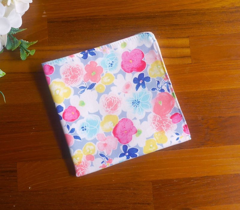 Customized model = Taiwan cotton handkerchief = flower = temperament gray blue (2 colors in total) - Handkerchiefs & Pocket Squares - Cotton & Hemp 