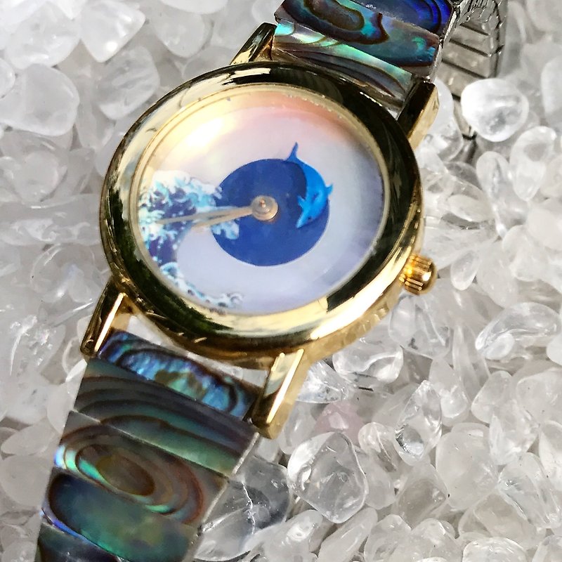 【Lost and find】天然貝 躍出水面 海豚 手錶 - 女裝錶 - 寶石 多色