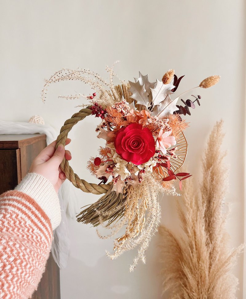 Hissing Ruyi New Year Good Luck for the Year of the Snake with Rope Latte Art - Dried Flowers & Bouquets - Plants & Flowers Red