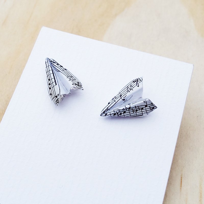 Origami Music Paper Plane Earrings - Earrings & Clip-ons - Paper White