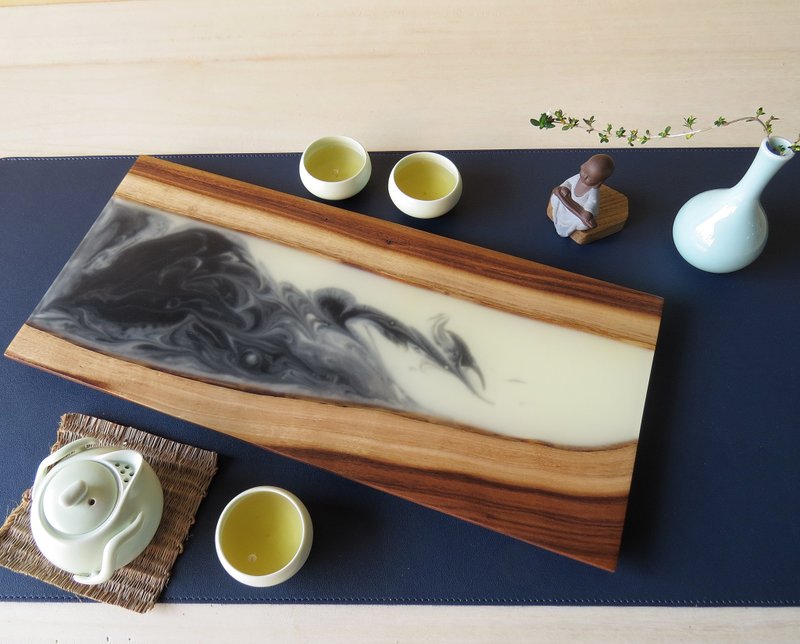 HO MOOD 解構系列—手作 原木仿石 茶盤(仙山靈鳥) - 杯墊 - 木頭 白色