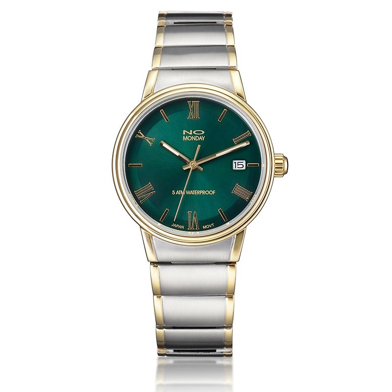 月曜日ルドルフシリーズのデザイナーの時計ませんNO  - 金枠のグリーン/ 37ミリメートル - 腕時計 - その他の素材 多色