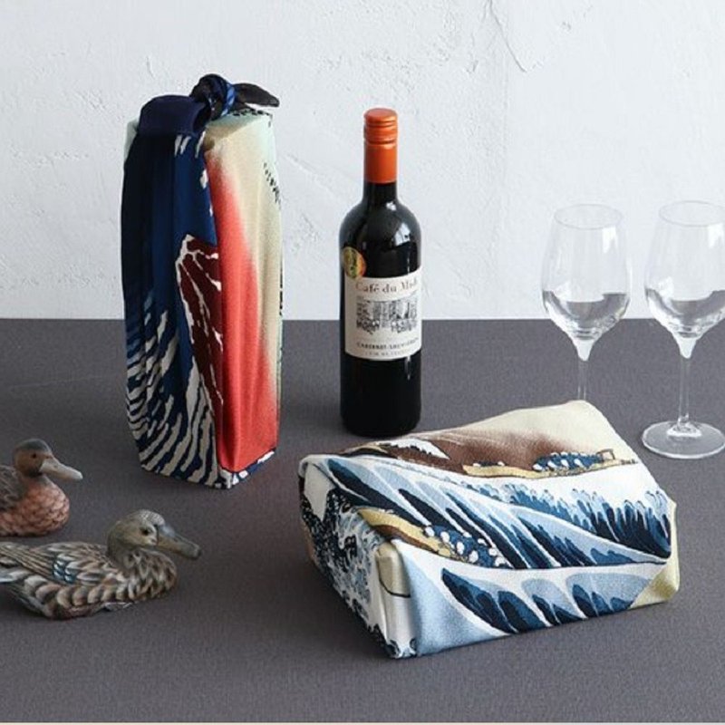 京都風呂敷包巾-隅田川 二巾-浪裏(縮緬) - 手帕 - 棉．麻 