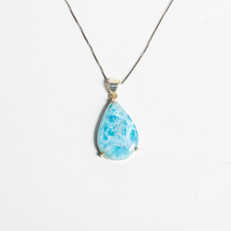 Larimar Stone Pendant #2 - สร้อยคอ - เครื่องประดับพลอย สีน้ำเงิน